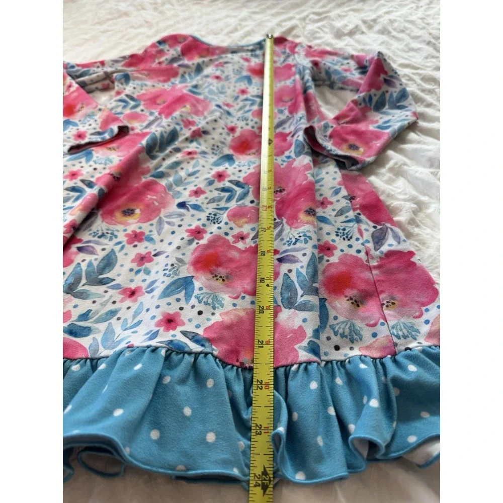 Lily And London Nightgown 4T Pink Blue Floral Polka Dot Ruffles Pajamas‎ PJ Gown